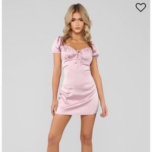 FASHION NOVA Pink Satin Mini Dress